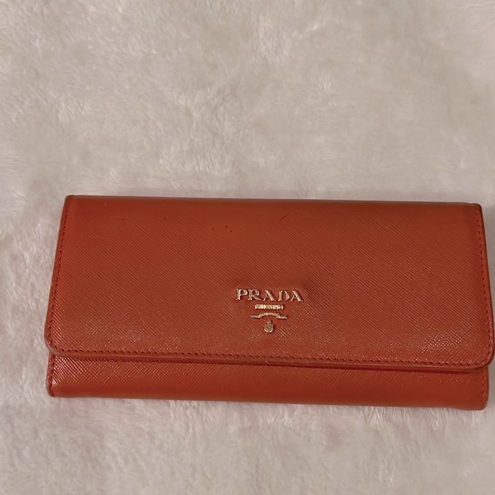 Authentic Orange Prada Wallet - Picture 2 of 16